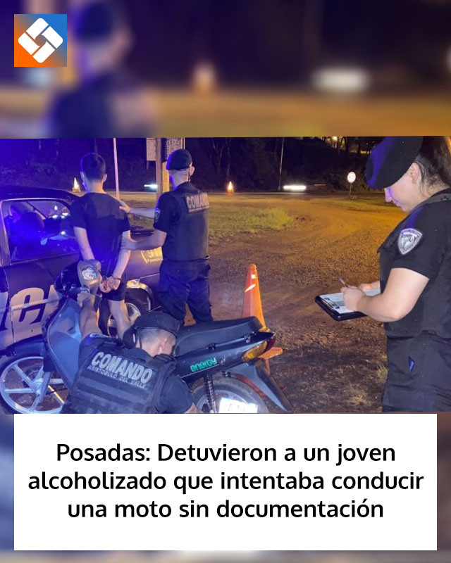 Posadas: Detuvieron a un joven alcoholizado que intentaba conducir una moto sin documentación