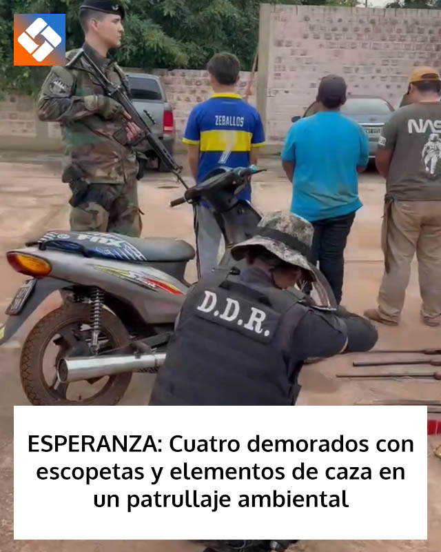 ESPERANZA: Cuatro demorados con escopetas y elementos de caza en un patrullaje ambiental
