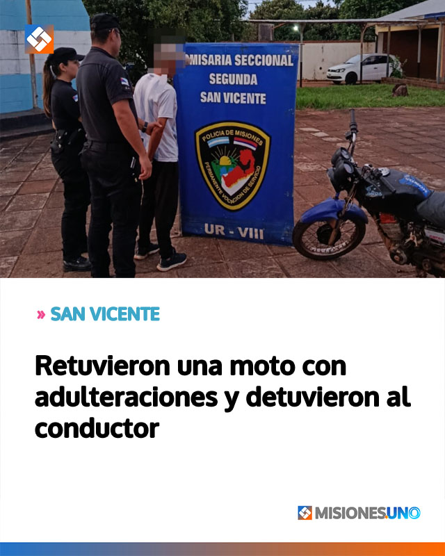 SAN VICENTE: Retuvieron una moto con adulteraciones y detuvieron al conductor