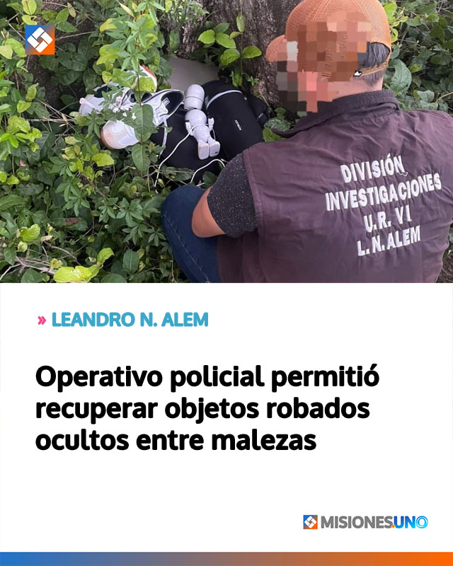 LEANDRO N. ALEM: Operativo policial permitió recuperar objetos robados ocultos entre malezas
