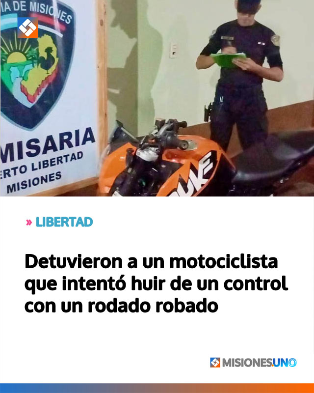 Detuvieron a un motociclista que intentó huir de un control con un rodado robado