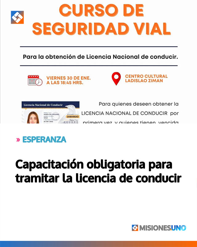 Capacitación obligatoria para tramitar la licencia de conducir