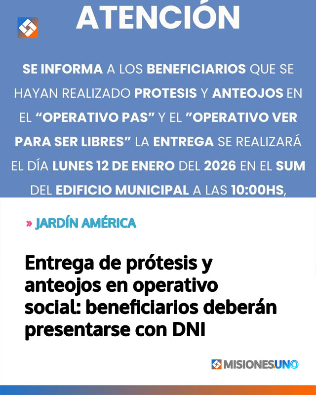 JARDÍN AMÉRICA: Entrega de prótesis y anteojos en operativo social: beneficiarios deberán presentarse con DNI