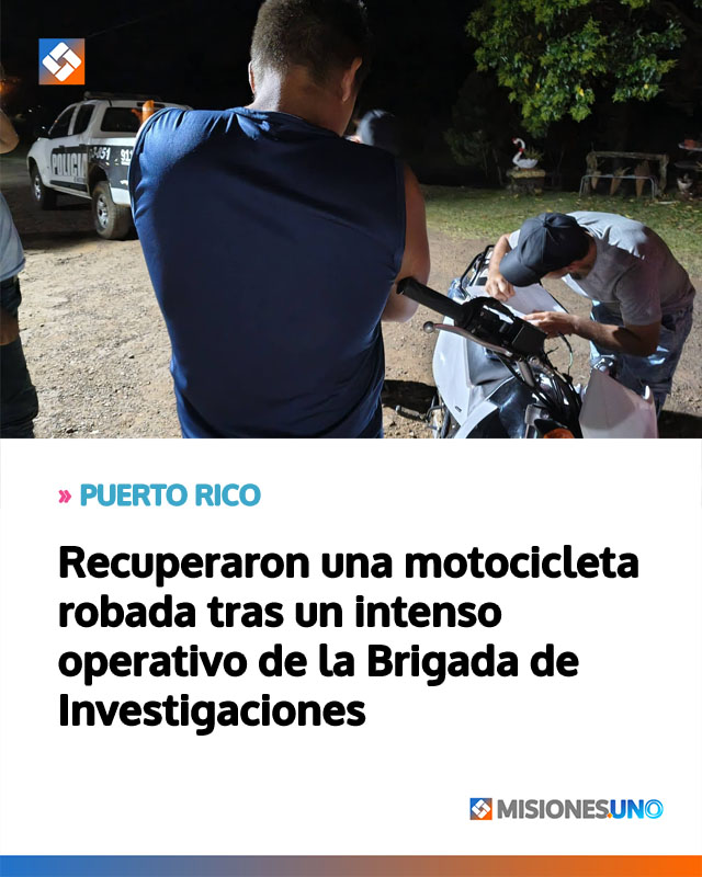 Recuperaron una motocicleta robada tras un intenso operativo de la Brigada de Investigaciones