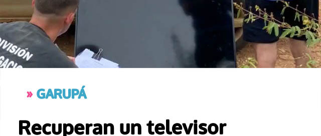 Recuperan un televisor abandonado durante un procedimiento policial