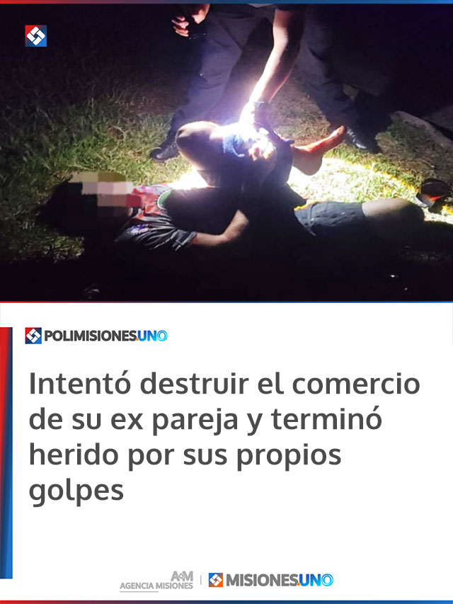 Intentó destruir el comercio de su ex pareja y terminó herido por sus propios golpes