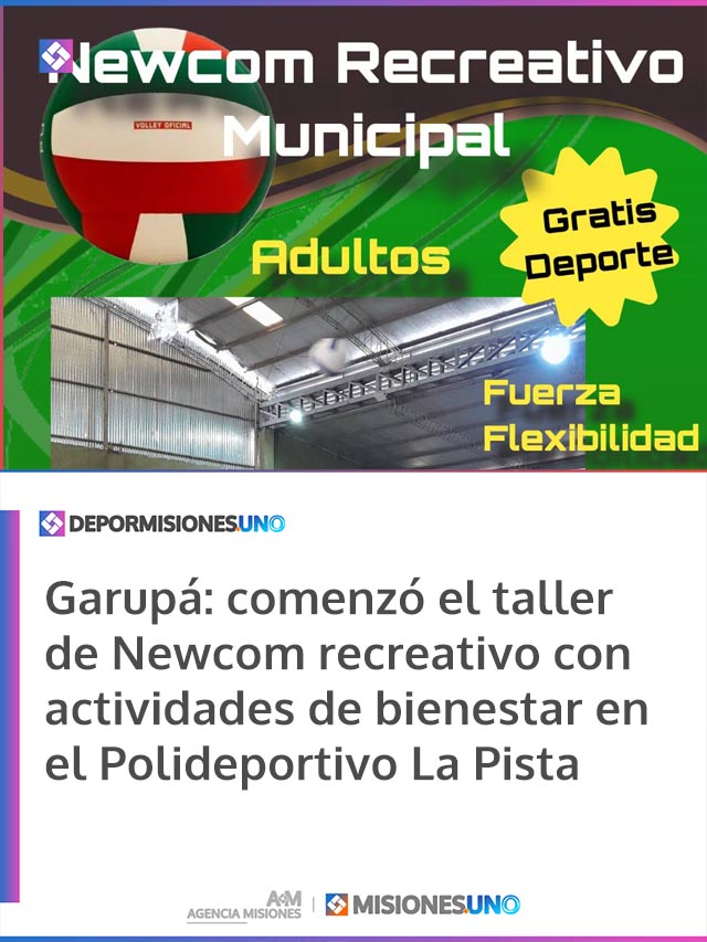Garupá: comenzó el taller de Newcom recreativo con actividades de bienestar en el Polideportivo La Pista