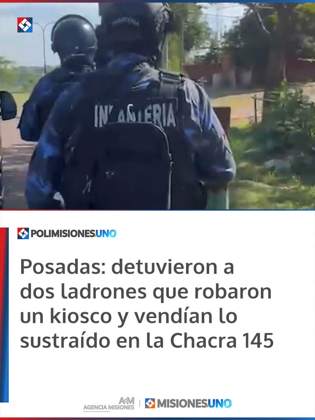 Posadas: detuvieron a dos ladrones que robaron un kiosco y vendían lo sustraído en la Chacra 145